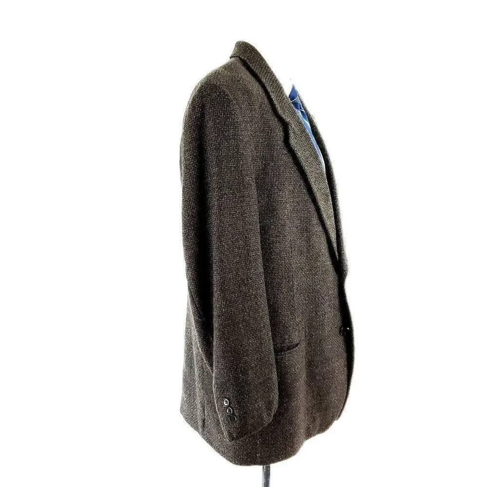 Pierre Cardin Wool Tweed‎ 2 Button Sport Coat 42R Black Green Check Spec